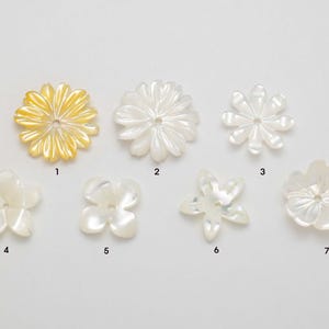 2PCS - 10mm Mother Of Pearl Flower Beads, White Shell Flower Beads, Center Drilled Carved 3D Shell Flowers Bead, Natural Shell [MP0007]