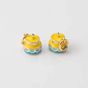 1PC - Two-Tiered Cake Charm, Bakery Cooking Dangle Pendants, Mini Enamel Food Charms, Jewelry Making, Real 14K Gold Plated [P1967-PG]