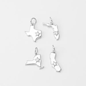 2 STKS - staat Californië, Florida, New York, Texas Jewelry Charm, hanger Verenigde Staten van Amerika, gerhodineerd [P2213-PR]