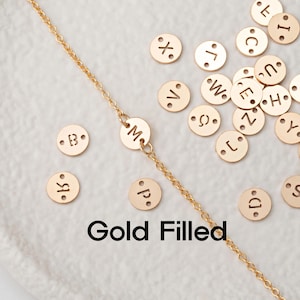1PC - 6MM Gold Filled Letter Connector Charm, Initial Disk for Bracelet Necklace, Alphabet Jewelry Link, 14K Gold Filled [GF0004-PG]