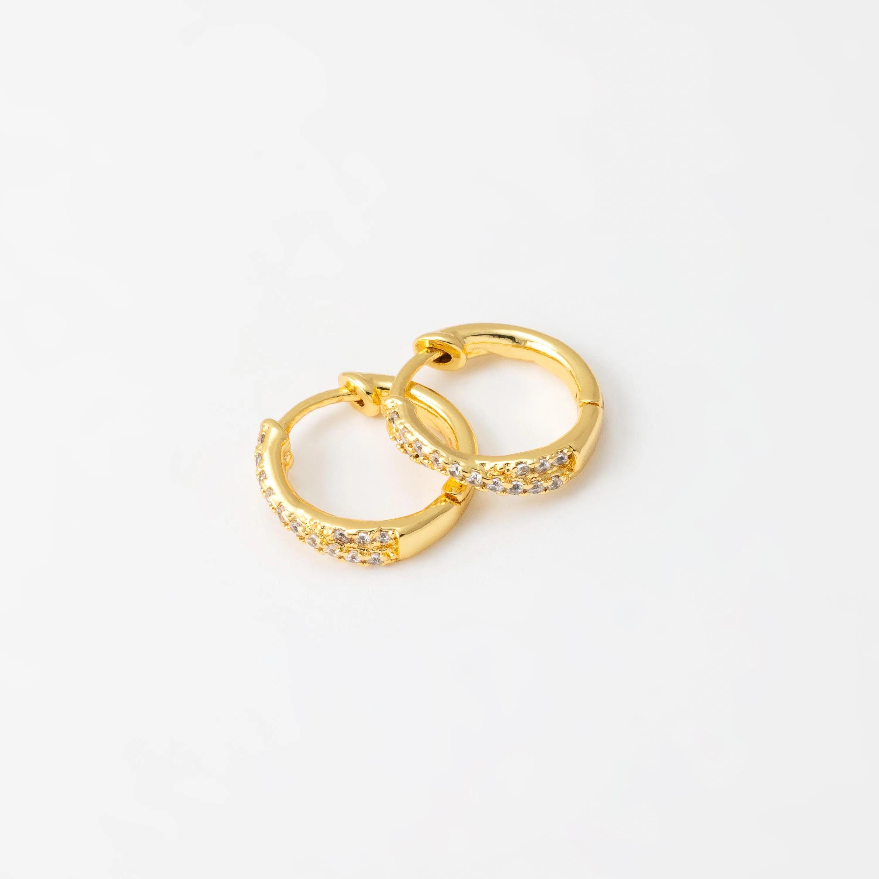 2PCS - X Cross Cubic Hoop Earrings, Minimalist One Touch Earring, CZ ...