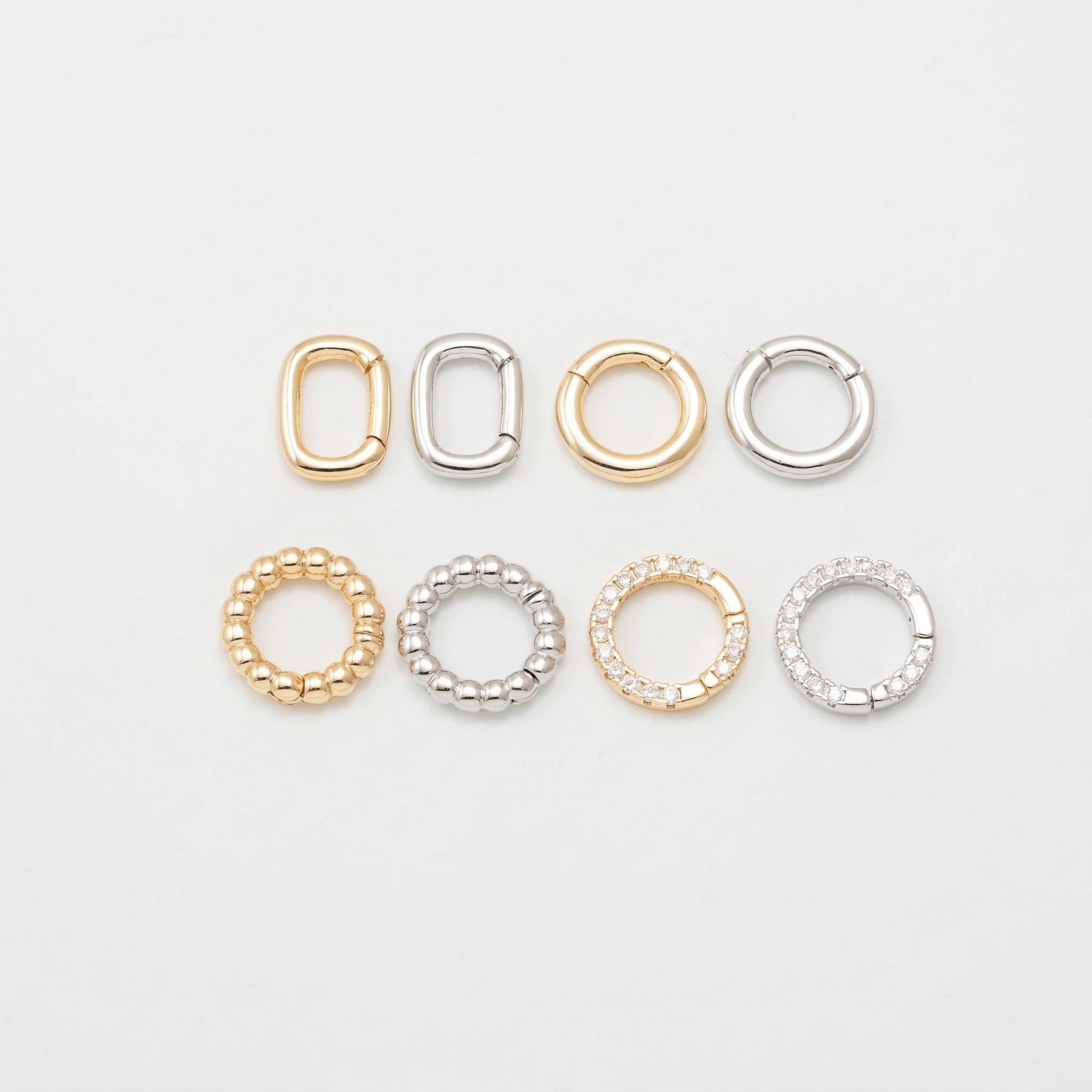 1PC - Spring Gate Ring • Push Clip Clasp • Charm Holder Carabiner • 14K ...