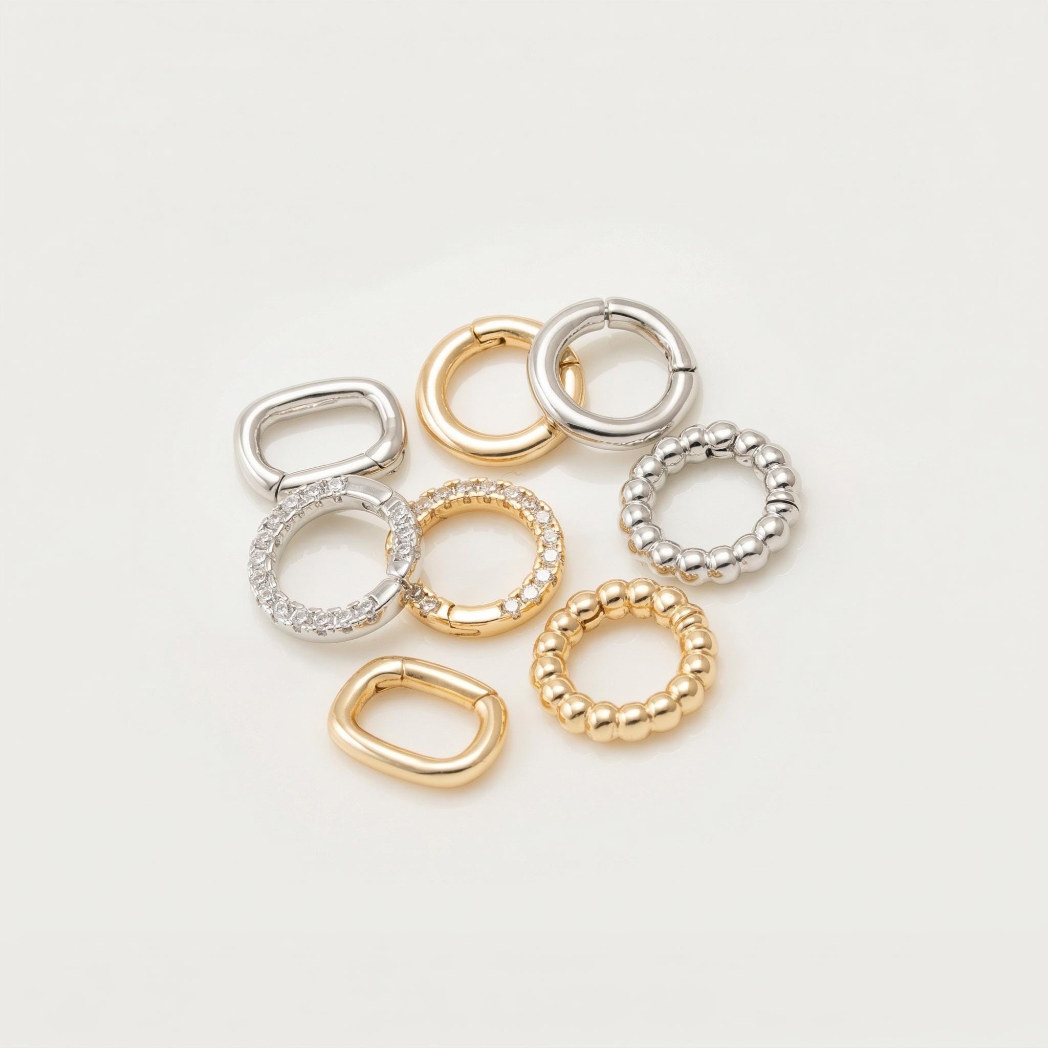1PC - Spring Gate Ring • Push Clip Clasp • Charm Holder Carabiner • 14K ...