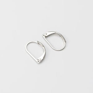 4PCS - D Curved Ear Hook, Ear Clutch, Ear Nut, Dangle Ear Wire Earrings, Rhodium Tone [H0060-PR]