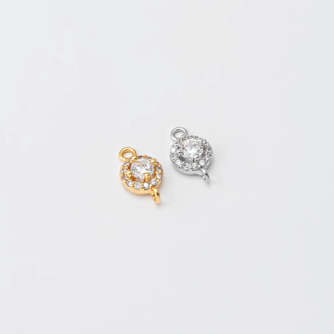 2PCS - 6mm Round Wedding Jewelry Crystal Charms, Tiny Circle Dangle ...