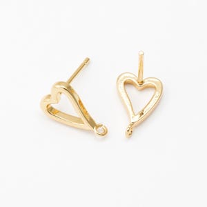 4PCS - Tiny Heart Stud Earrings, Small Gold Heart Stud Earring, Minimalist Jewelry, Real 14K Gold Plated [E0751-PG]
