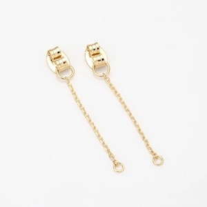 4PCS - Chain Butterfly Clutch, Ear Jacket Earring, Jewelry Supplies, 14K Gold & Rhodium Tone [E0254]