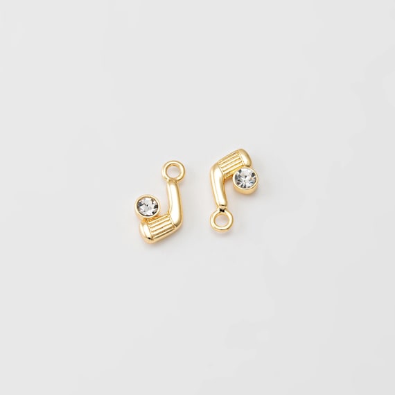 4PCS - Tiny Hockey Club Dangle Charm, Mini Exercise Hockey Stick Pendant, Dainty Jewelry Making, Real 14K Gold Plated [P1710-PG]