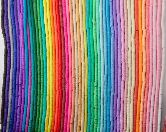 1 STRAND - 16" 6mm vinyl Heishi beads clay disc, polymer clay beads, AFRICAN vinyl Heishi beads, Disc Beads, Assorted Colors [CB0081]
