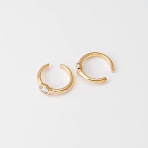 2PCS - CZ Ear Cuffs, Dainty Ear Cuffs, Round CZ Ear Cuffs, Dainty Ear Cuff, Cartilage Ear Cuff, Real 14K Gold Plated [E0644-PG]