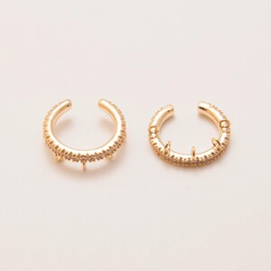 2PCS - CZ Ear Cuffs, Dainty Ear Cuffs, Dainty Hoops, Cartilage Ear Cuff, Jewelry Making, Real 14K Gold Plated  [E0652-PG]