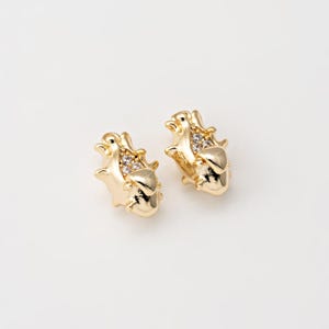 2PCS - Tiny Pitaya Charm, Dragon fruit Charms, Mini Tropical fruit Pendants, Minimalist Jewelry Making, Real 14K Gold Plated [P1851-PG]