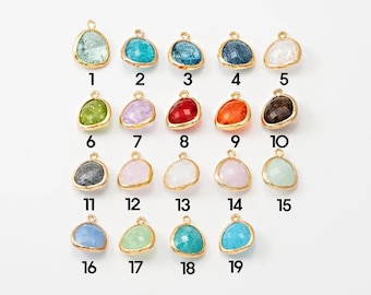 2PCS - Drop Cracked Glass Dangle Pendant, Mini Jewelry Making, Color Glass Charm, Real 14K Gold Plated [G0001R-PG]