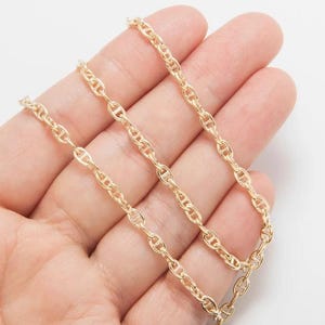 50CM - Puffed Anchor Mariner Link Chain, Anchor Mariner chain Craft Supplies, Link Chain , 14K Polished Gold Plated over Brass [CH0305-PG]