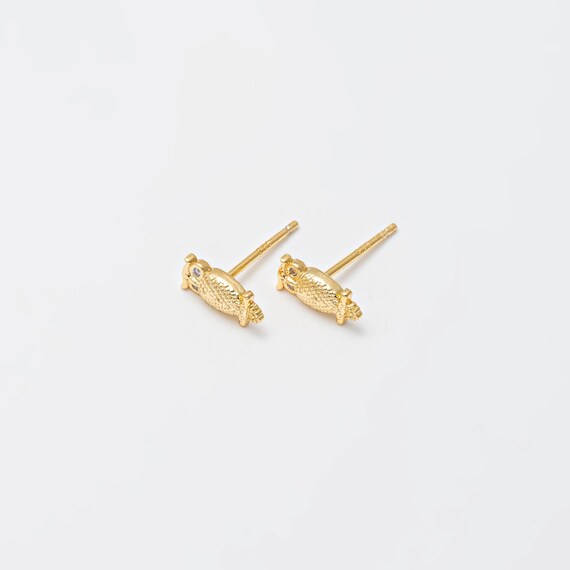 Orecchini Pendenti A Gufo Placcati Oro - Con Cristalli Trasparenti E Occhi Neri, 4,5 Cm