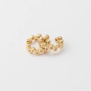 2PCS - CZ Ear Cuffs, Dainty Ear Cuffs, Dainty Hoops, Cartilage Ear Cuff, Gold Plated Earrings, Real 14K Gold Plated [E0645-PG]