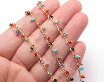 50CM - Gold color bead Chain Jewelry Supplies, bead gold  Chain, 14K Polished Gold Plated over Brass [CH0129-PG]