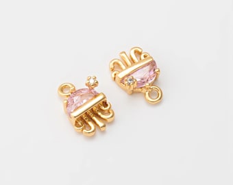 4PCS - Jellyfish Dangle Charms, Tiny Pendant, Small Animal Charm, Jewelry Making, Real 14K Gold Plated [P0381-PG]