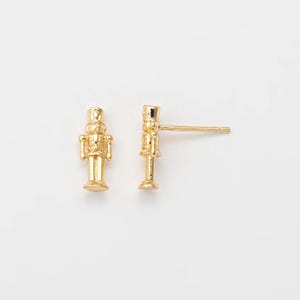 2PCS - Nutcracker Soldier Earring Posts, Stud Base for DIY Earrings, Christmas Holiday Jewelry Making, Real 14K Gold & Silver Plated [E0907]