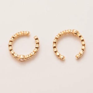 2 STÜCK - 15 mm CZ Ohrmanschetten, 4 mm Kubik, 2,5 mm Kubik, runde CZ Ohrmanschetten, zierliche Ohrmanschette, Knorpel, echt 14K vergoldet [E0650-PG]