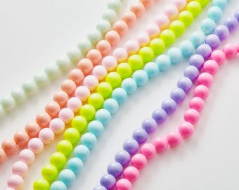 1 strand - 4mm 6mm Glass beads, pastel beads, bracelet bead, Opaque Glass Beads, Frosted Glass Beads, Multi-color beads, neon beads [CB0096]
