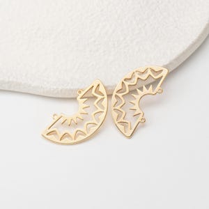 2PCS - Half Round Connector, Vintage Necklace Connector, Dainty Necklace connector, Real 14K Gold Plated [C0490-PG]
