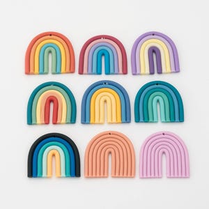 2PCS - Polymer Clay Rainbow Earring Charms, Rainbow Clay Pendants, Earring Findings, jewelry Handmade [CB0208]