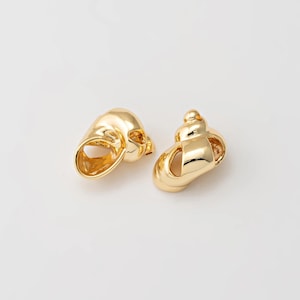 2PCS - Large Gold Conch Shell Charm, Conch Shell Brass Dangle Pendant, Jewelry Making, Real 14K Gold Plated [P1626-PG]