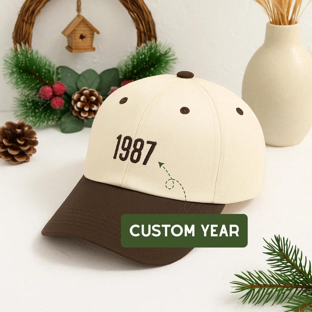Custom Year Embroidered Hat Two Tone Baseball Cap Personalized Birth ...