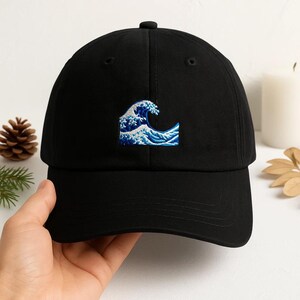 Great Wave off Kanagawa Embroidered Snapback Hat: Art, Japanese, Ocean Picture, Great Wave off Kanagawa Embroidered Snapback Hat: Art  main image 4