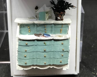 Dolls House Miniatures - Hand Made Desk (1/48th, 1/4inch, quarter scale) -