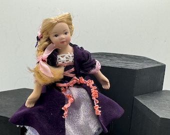 Dolls House Miniatures - 1/12th dolls in Fancy Dress - Rapunzel the princess