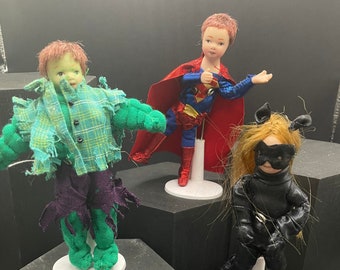 Dolls House Miniatures - 1/12th child dolls in Fancy Dress (Super Hero's) x1