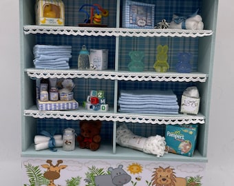 Dolls House Miniatures - 1/12th Baby Boy Shelves