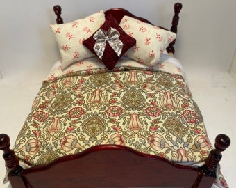 Dolls House Dressed 1/12th Double Bed - Rosumund