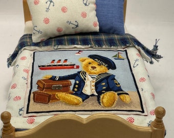 Dolls House Luxury Dressed 1/12th  Single Bed - Sailor Sam