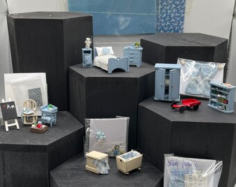 DOLLS HOUSE MINIATURES - 1/48th room in a box - boys Nursery