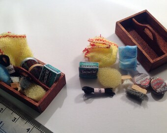 Dolls House Miniatures - 1/12th Hand made Shoe polishing /cleaning box set. X1