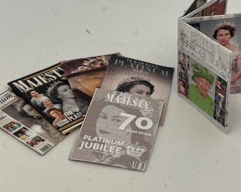 Dolls House Miniatures - Royal Platinum Jubilee  Magazine covers (1 x opening)