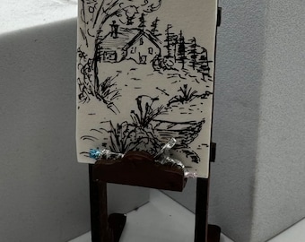 Dolls House Miniatures - 1/24th / 1:24 / Quarter Inch Scale Artist Easel