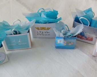 Dolls House Miniatures -  1/12th baby boy Gift Bags