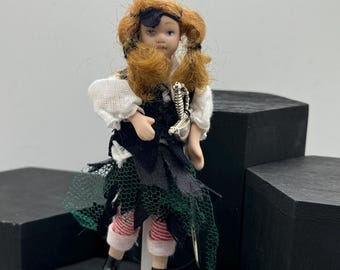 Dolls House Miniatures - 1/12th child dolls in Fancy Dress (Polly the Pirate ) x1