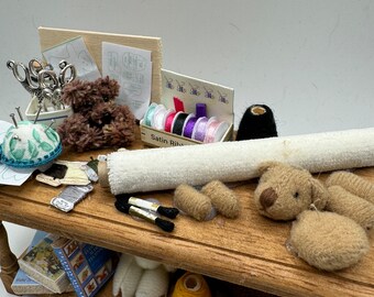 Dolls House Miniatures - 1/12th Teddy Bear Making Table