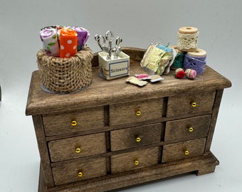 Dolls House Miniatures - 1/12th  - Haberdashery Sewing Drawers (2 options)