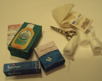 Dolls House Miniatures - 1/12th First Aid Items /medicines (set B)