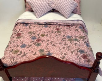Dolls House Dressed 1/12th Double Bed - Beth