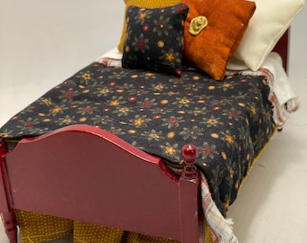 Dolls House Luxury Handmade Mahogany 1/12th Single Bed - "Kenneth"