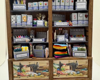 Dolls House Miniatures - 1/12th  - Haberdashery Sewing Shelf