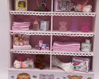 Dolls House Miniatures - 1/12th Baby Girl Shelves