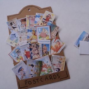 Dolls House Miniatures - 1/12th Seaside Postcards in Rack